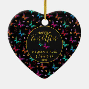 Butterflies Happily Ever After Wedding Ceramic Tree Decoration