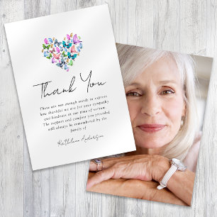 Butterflies Heart Photo Sympathy Funeral Thank You Card