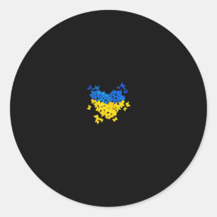 Butterflies Heart Ukraine Flag Ukrainian Ukrainian Classic Round Sticker