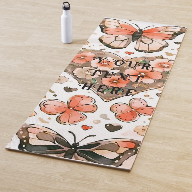 Butterflies, Hearts and Flowers Custom Double Side Yoga Mat (In Situ)
