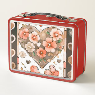 Butterflies, Hearts and Flowers Metal Lunch Box