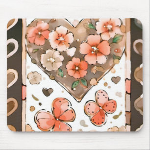 Butterflies, Hearts and Flowers Mouse Mat