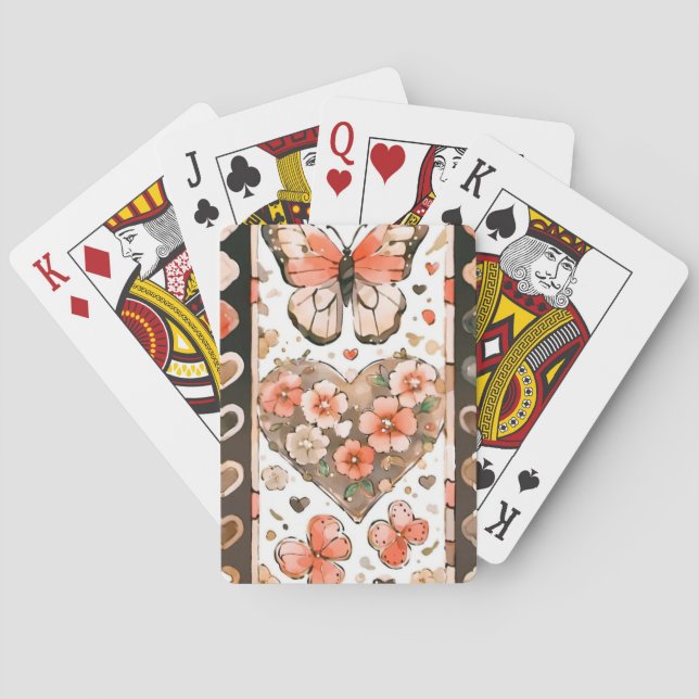 Butterflies, Hearts and Flowers Playing Cards (Back)