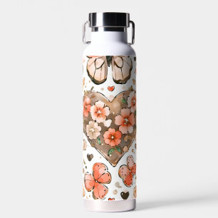 Butterflies, Hearts and Flowers Water Bottle