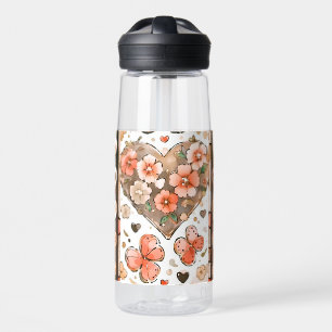 Butterflies, Hearts and Flowers Water Bottle