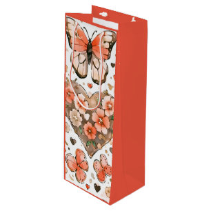 Butterflies, Hearts and Flowers Wine Gift Bag