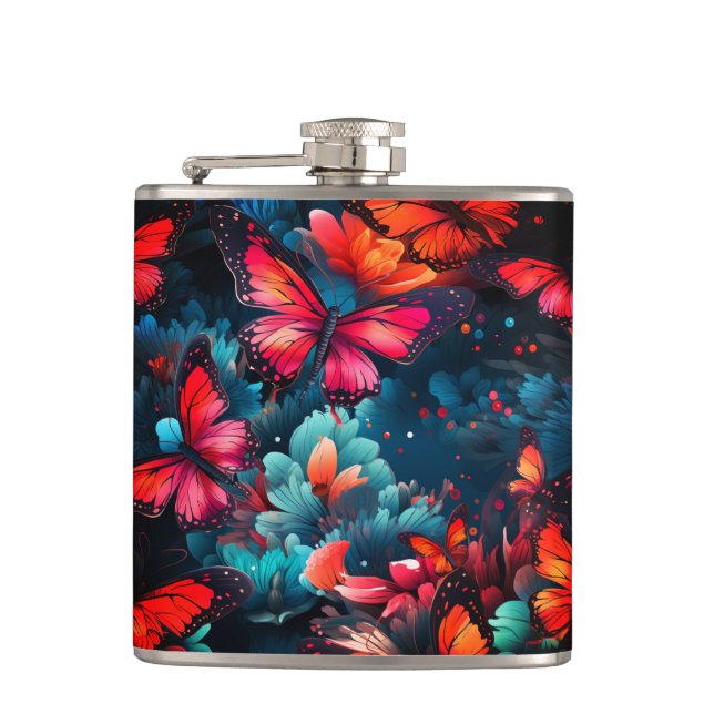 Butterflies Hip Flask (Front)