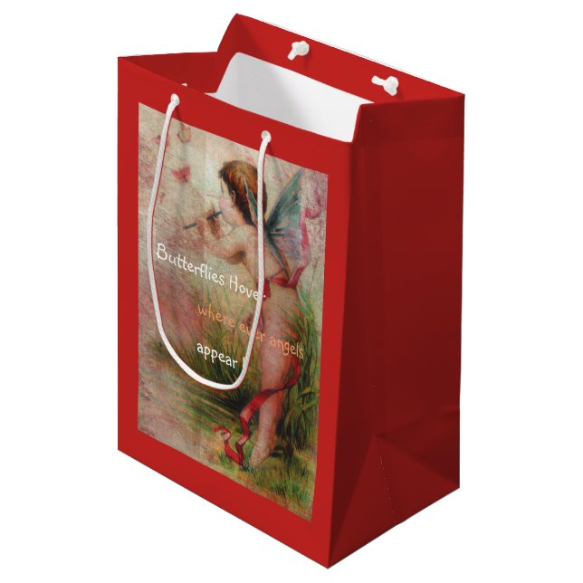 Butterflies Hover Whenever Angels Appear Medium Gift Bag (Front Angled)