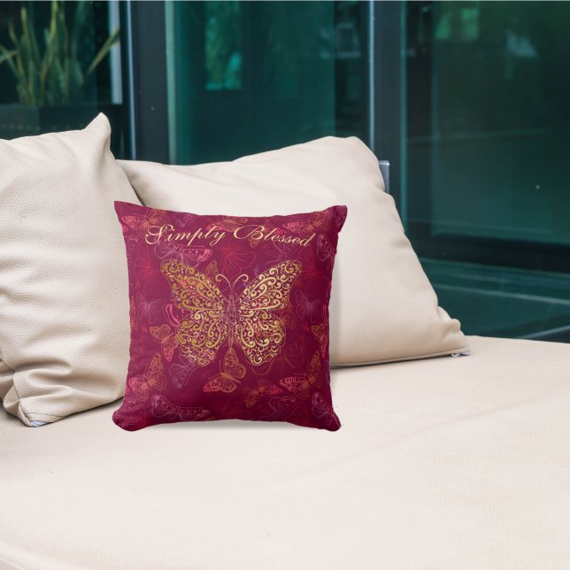 Butterflies Hues of Pink Burgundy Red Inspiration Cushion (Creator Uploaded)