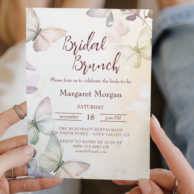 Butterflies I Floral Bridal Brunch Invitation (Creator Uploaded)