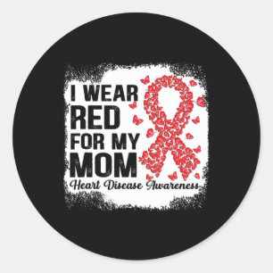 Butterflies I Wear Red For My Mum Heart Disease Aw Classic Round Sticker