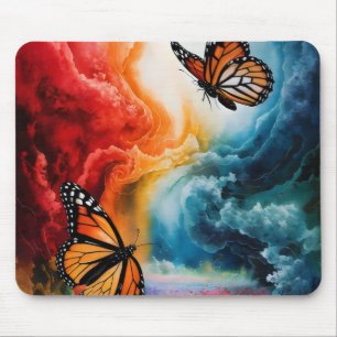 Butterflies in a colorful storm. mouse mat