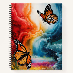 Butterflies in a colorful storm. notebook
