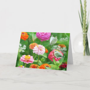 Butterflies in a Zinnia Garden Greeting Card