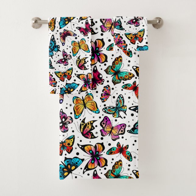 Butterflies In Colour Bath Towel Set (Insitu)