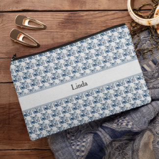 Butterflies in Delft Blue, customisable Accessory Pouch