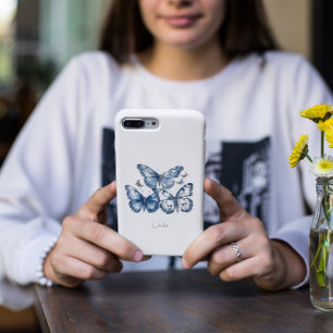 Butterflies in Delft Blue, customisable iPhone 11 Case