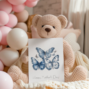 Butterflies in Delft Blue, customisable Postcard