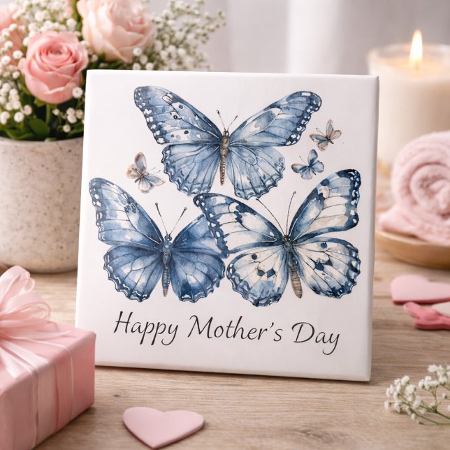 Butterflies in Delft Blue, customisable Tile (Creator Uploaded)