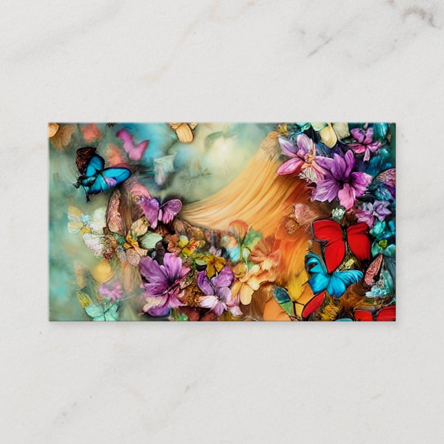 Butterflies in Flight Fantasy Graphic Triptych Business Card (Front)