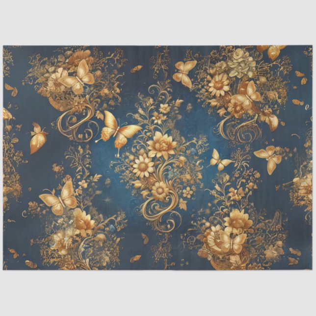 Butterflies in Flower Garden Decoupage Tissue Paper (Front)