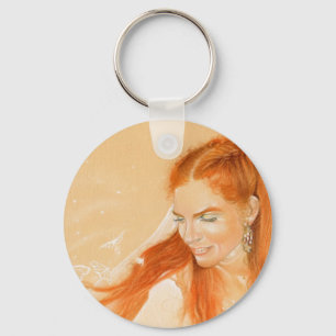 Butterflies in her Hair Fantasy Art Keychain