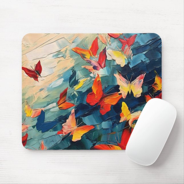 Butterflies in Motion Mouse Mat (With Mouse)