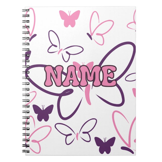 Butterflies in purple and pink notebook (Front)
