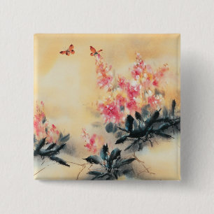 Butterflies in Spring 15 Cm Square Badge