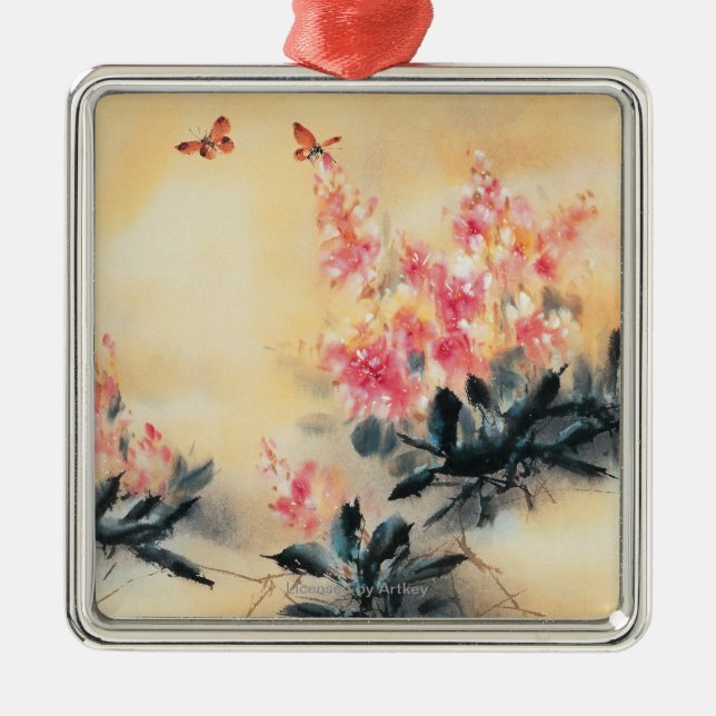 Butterflies in Spring Metal Tree Decoration (Front)