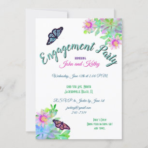 Butterflies In Succulent Garden Engagement Party Invitation