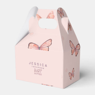 Butterflies in the Air Girl Baby Shower Pink Favour Box