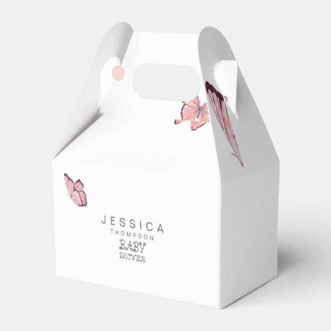 Butterflies in the Air Girl Baby Shower White Favour Box (Front Side)