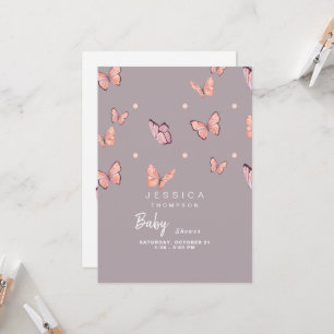 Butterflies in the Air Sweet Baby Girl Shower Invitation