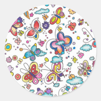 Butterflies in the Clouds Classic Round Sticker