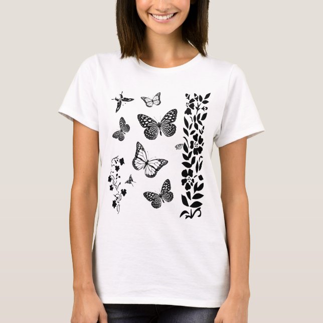 Butterflies in the garden elegant T-Shirt (Front)
