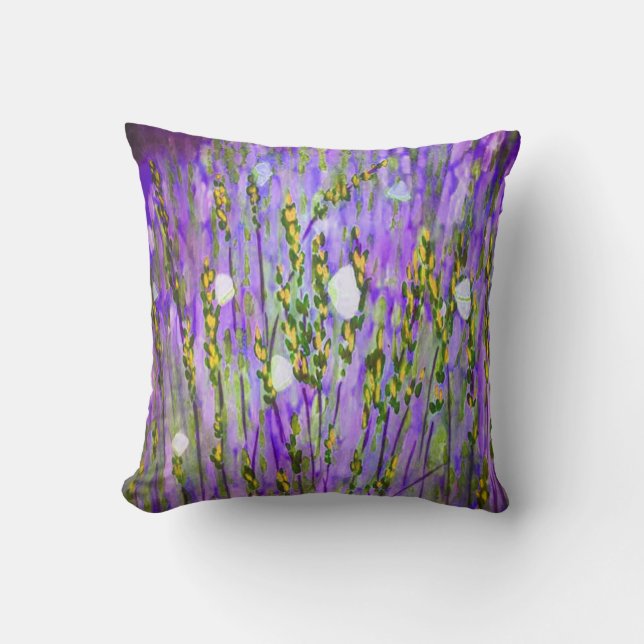 Butterflies In The Lavender Throw Pillow (Front)