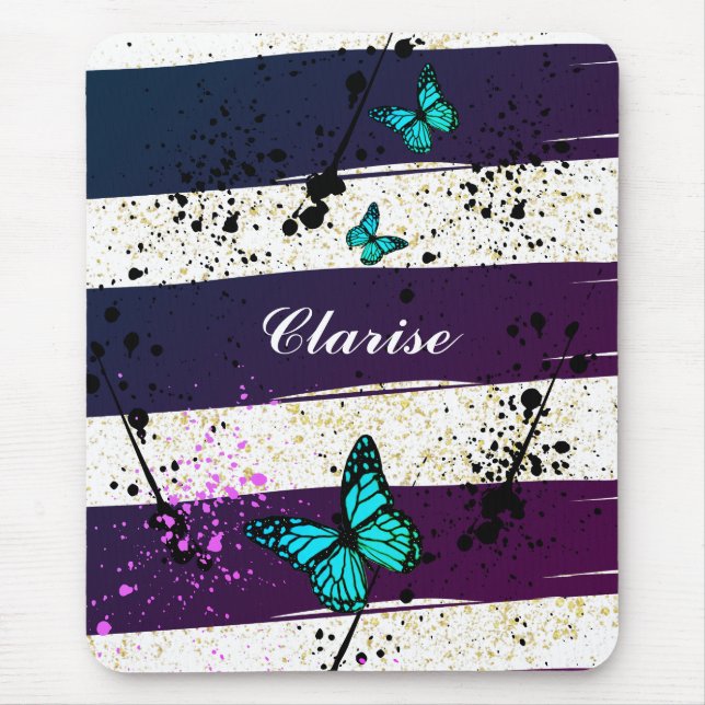 butterflies in the purple sky mouse mat (Front)