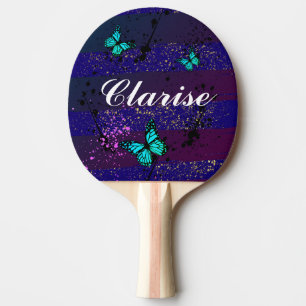 butterflies in the purple sky ping pong paddle