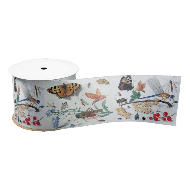 BUTTERFLIES ,INSECTS , FLOWERS AND PLANTS SATIN RIBBON (Spool)