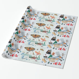 BUTTERFLIES ,INSECTS , FLOWERS AND PLANTS WRAPPING PAPER