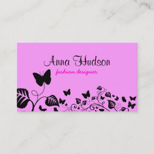 Butterflies, Insects - Pink and Black Business Card