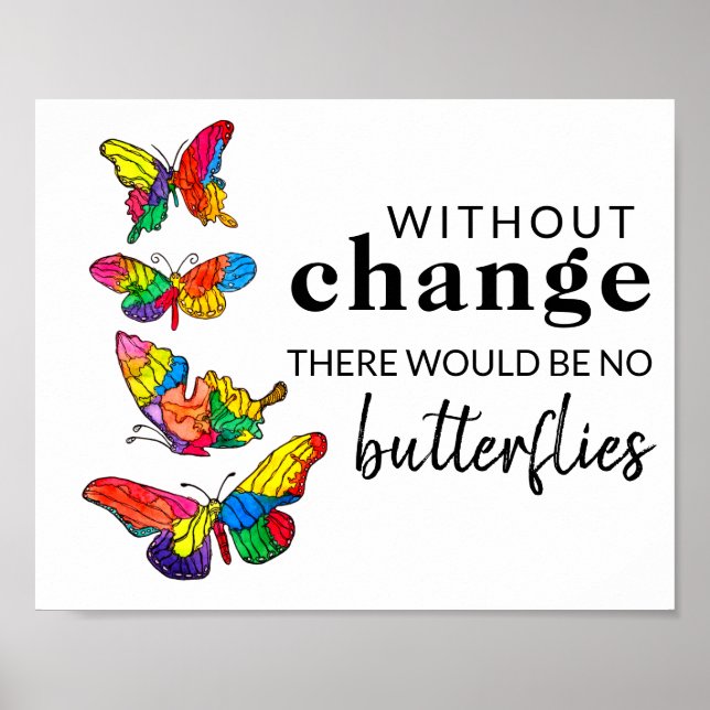 Butterflies Inspirational Quote Poster 10" x 8" (Front)