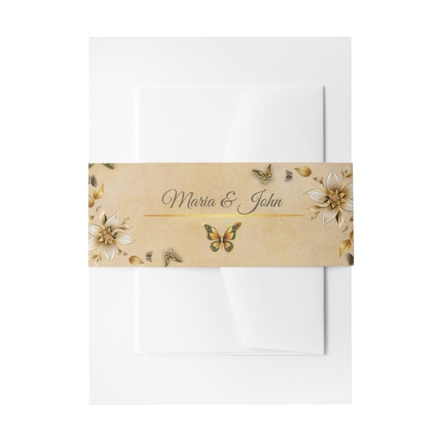 butterflies Invitation Belly Band (Front Example)