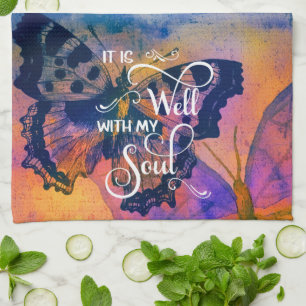 Butterflies It is well  Tea Towel