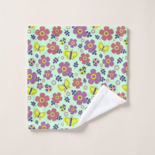 Butterflies, Ladybugs, Flowers, and Leaves Wash Cloth