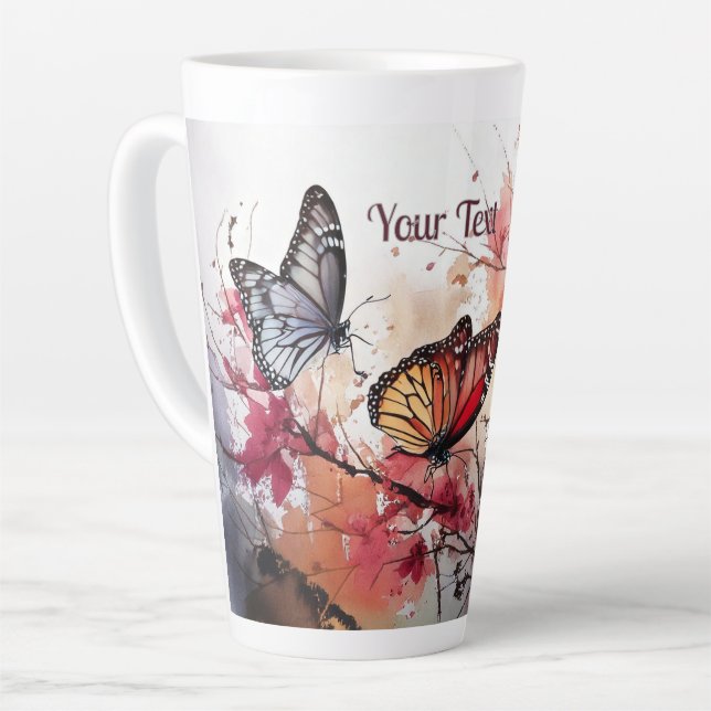 Butterflies Latte Mug (Left Angle)