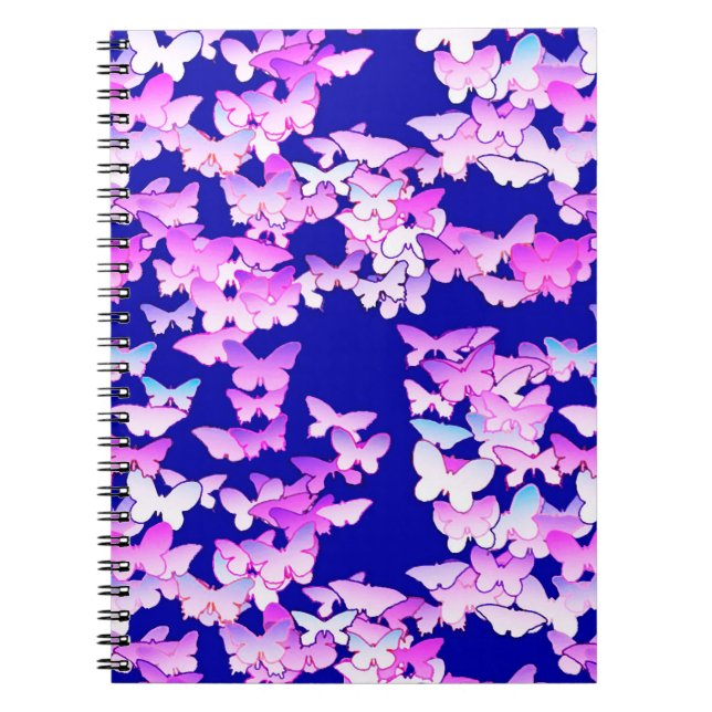 Butterflies, lavender and dark blue notebook (Front)