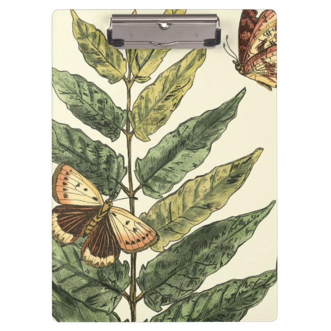 Butterflies & Leaves with Black Frame Clipboard (Front)