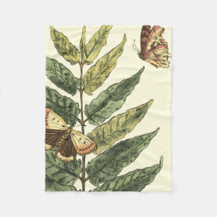 Butterflies & Leaves with Black Frame Fleece Blanket